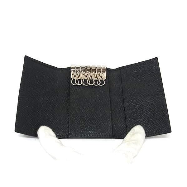 Bvlgari Key Case Black Leather Logo Clip 6 Rows — view 4