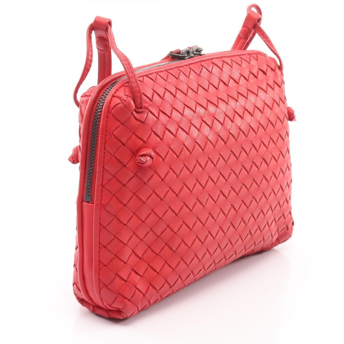 Bottega Veneta Shoulder Bag Nodini Intrecciato Red Leather — view 2