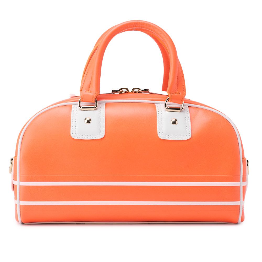 DIOR 2WAY Mini Boston Bag Leather X Rubber Orange X White With Gold Hardware