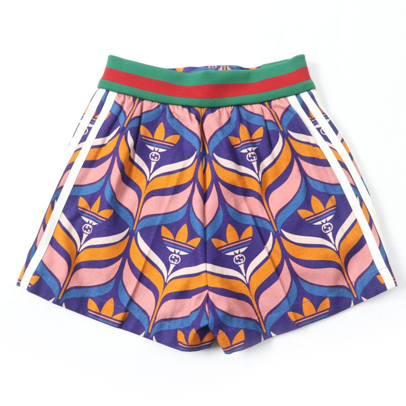 Gucci×adidas 703006 100% Cotton Trefoil Webline Shorts Multicolor 36 Made In