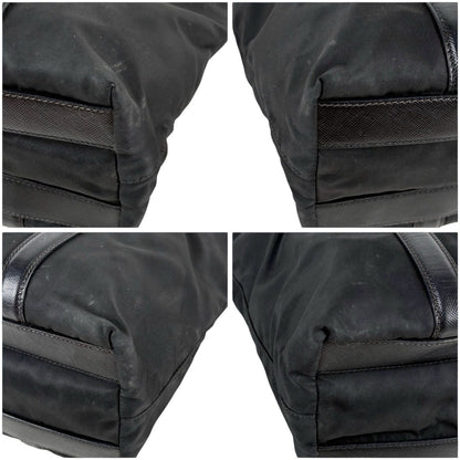 Prada Mini Tote Triangle Logo Tessuto Nylon Saffiano Leather Black — view 5