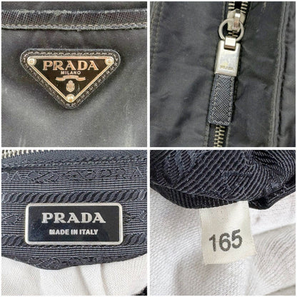 Prada Mini Tote Triangle Logo Tessuto Nylon Saffiano Leather Black — view 7