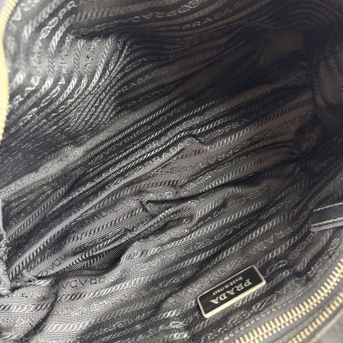 Prada Mini Tote Triangle Logo Tessuto Nylon Saffiano Leather Black — view 9
