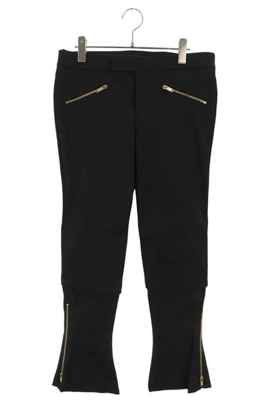 Gucci 134186 Z1020 Hem Zip Nylon Flared Biker Long Pants Women 42