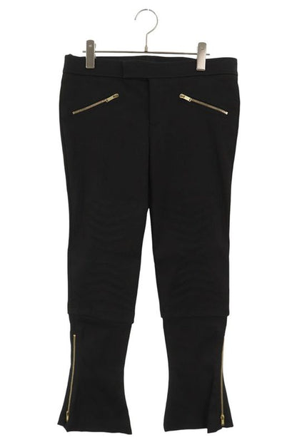 Gucci 134186 Z1020 Hem Zip Nylon Flared Biker Long Pants Women 42