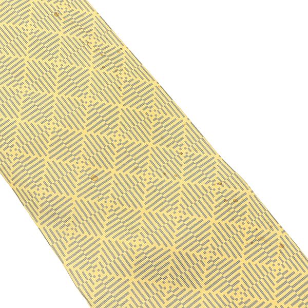 Hermes Necktie Japanese Pattern 9cm (3.54in) Silk Yellow and Gray Yellow