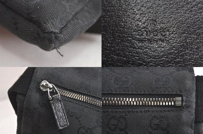 Gucci Vintage Waist Body Bag Wallet GG Canvas Leather 28566 Black 3064n
