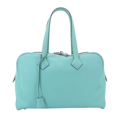 Hermes Victoria 2 35 Hand Bag Taurillon Clemence Blue Sun Seal Silver