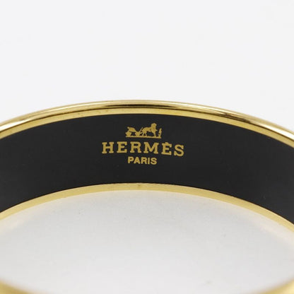 Hermes Emile GM Flag & Bird Cloisonne Gold Plated Green Ladies 35g Bangle