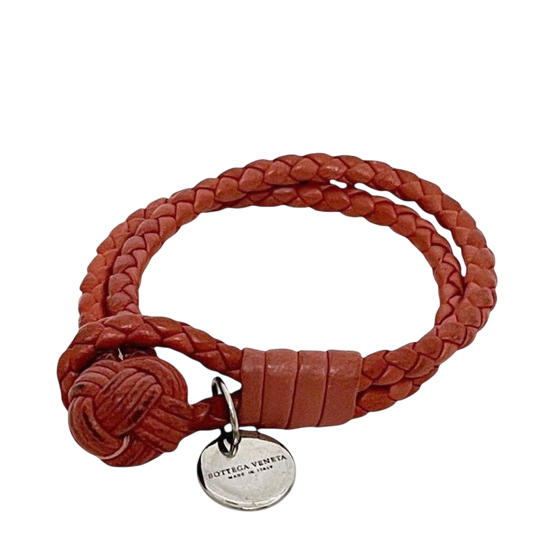 Bottega Veneta Bracelet Red Intrecciato Bracelet Leather Preowned