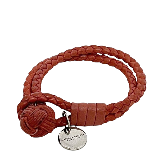 Bottega Veneta Bracelet Red Intrecciato Bracelet Leather Preowned