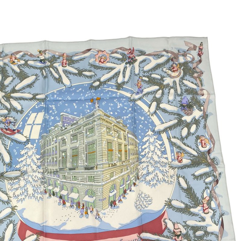 Hermes Carre 90 Noel Au 24 Faubourg Christmas At 24 Faubourg Silk Scarf