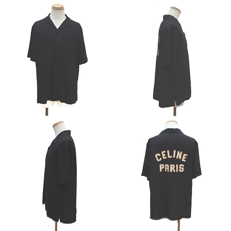 Celine Hawaiian Shirt 2c84a852c Black Size 39 Shirt Short Sleeve Logo