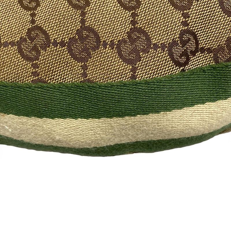 Gucci Shoulder Bag GG Patternbamboo 131036 Beige Dark Brown And Green Leather