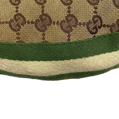Gucci Shoulder Bag GG Patternbamboo 131036 Beige Dark Brown And Green Leather
