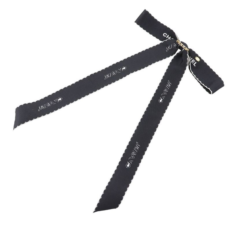 Chanel Ribbon Logo Vintage Satin Black/white Ladies 15g Brooch