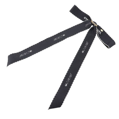 Chanel Ribbon Logo Vintage Satin Black/white Ladies 15g Brooch