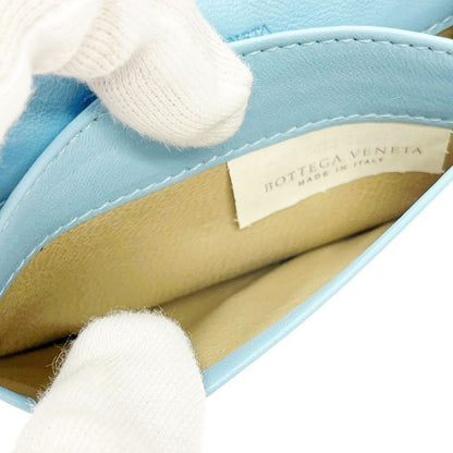 Bottega Veneta Leather Intrecciato Card Case Blue 371638 Card Case