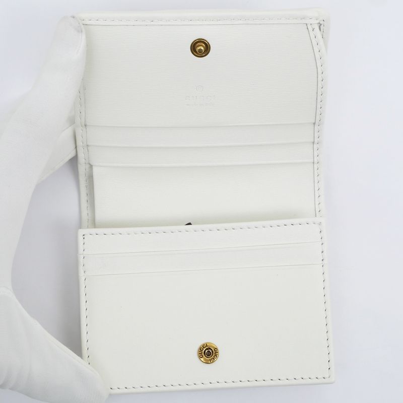 Gucci Sherry Line GG Quilted Compact Wallet 536453 White Leather Bifold