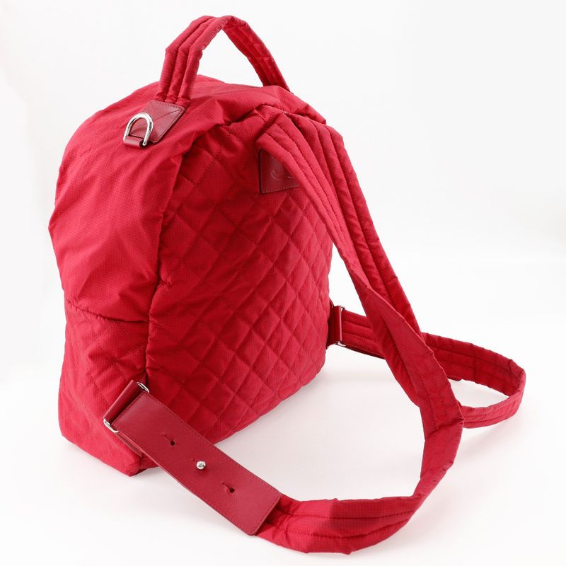 Chanel Coco Mark Matelasse Nylon Red Women's Backpack/daypack