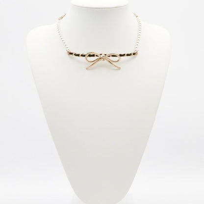 Chanel Necklace Pendant Choker Gold Coco Mark Ribbon Chain Lambskin