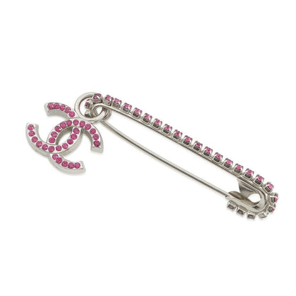 Chanel Brooch CC Logo Line Stone