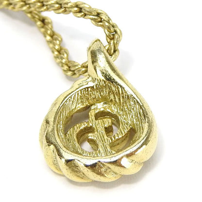 Christian Dior Necklace Metal Gold Plated Accessories CD Logo Ladies Women