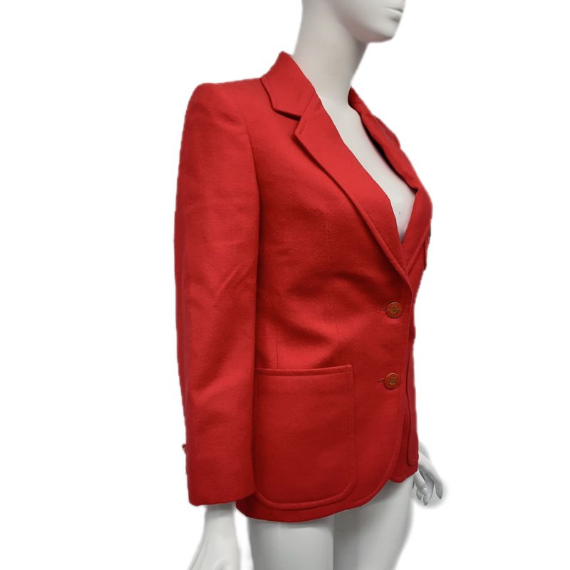 Celine Tailored Jacket Embroidered Badge Red Size 36