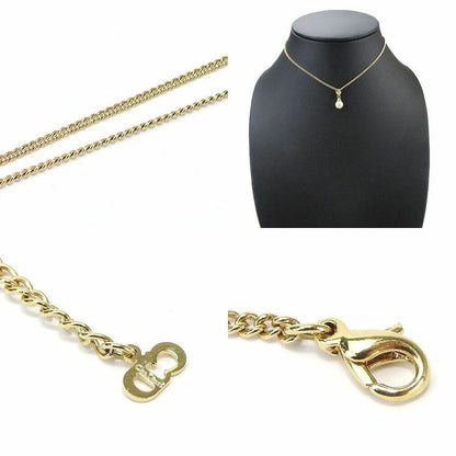 Christian Dior Necklace Faux Pearl Stone Gold GP Plated Jewelry Accessories