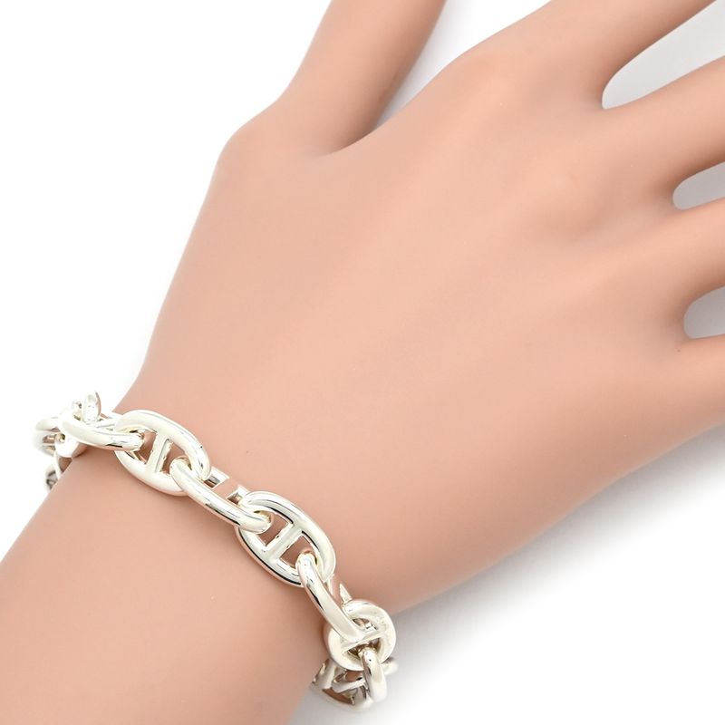 Hermes Bracelet Chaine D'ancre MM Silver 925 Silver 14 Frames Star Ring Silver