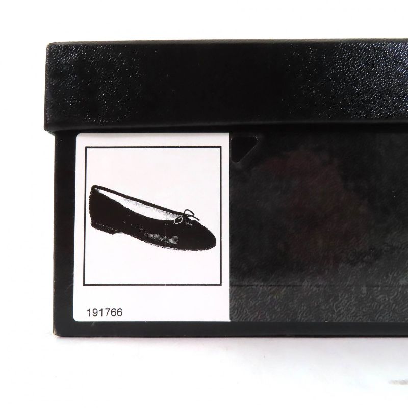 CHANEL G02819 Ballerina Coco Mark Ribbon Patent Leather Use Leather Flat Shoes