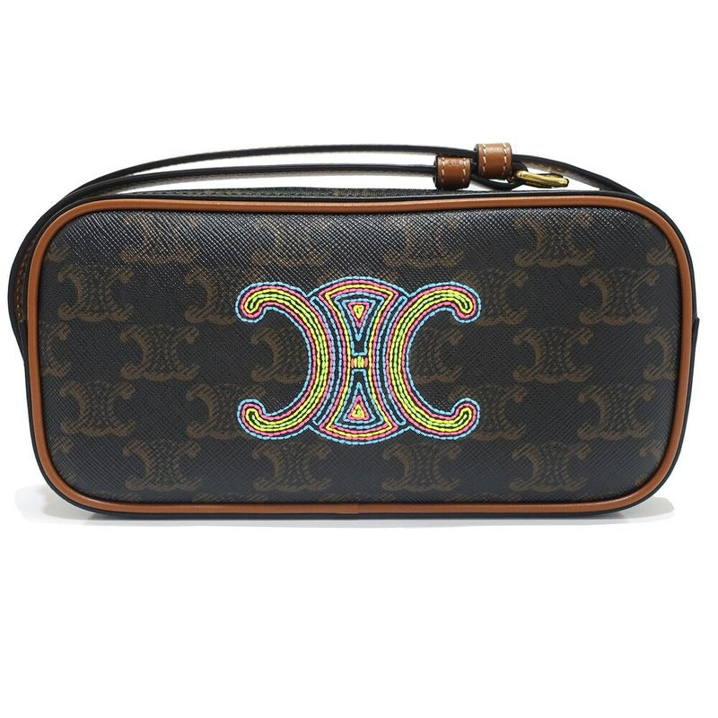 Celine Camera Bag Shoulder Triomphe Canvas Brown Multicolo