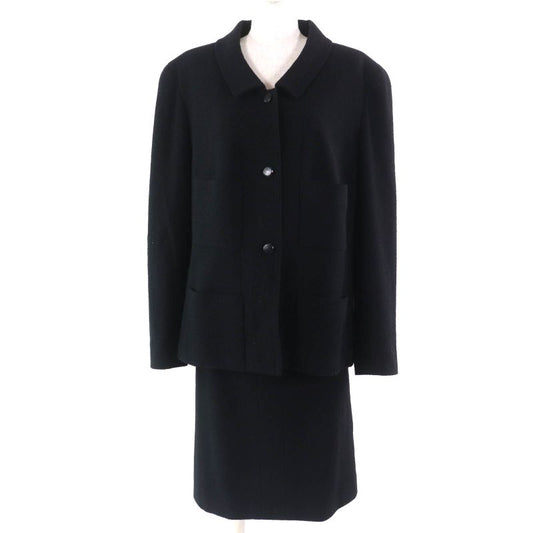 CHANEL Vintage 98A P11506 Wool Coco Mark Button Wool Tweed Jacket Skirt Setup