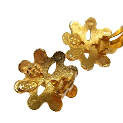 Chanel Coco Mark Vintage 94P Metal Gold Earrings 0505 Chanel