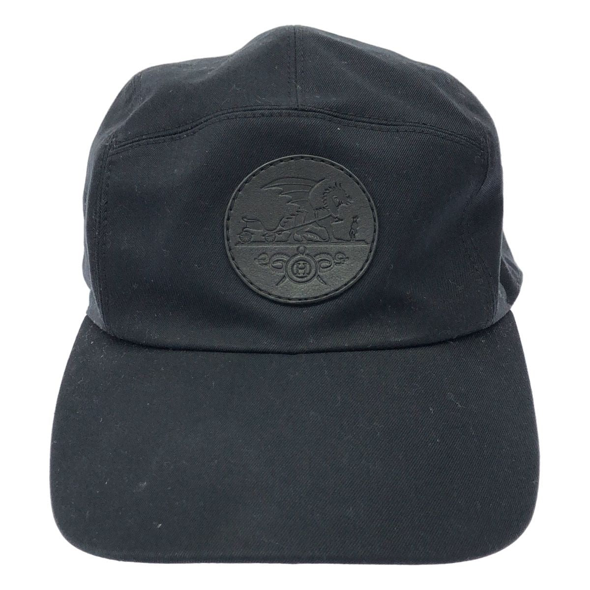 Hermes Nevada Serge Leather Patch Camp Cap Black 60