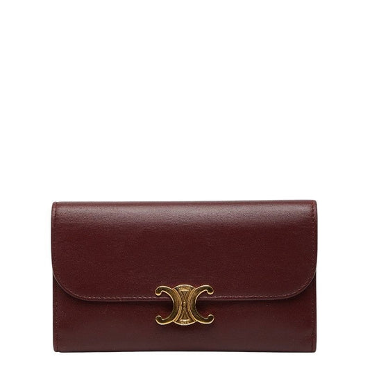 Celine Triomphe Wine Red Gold Leather