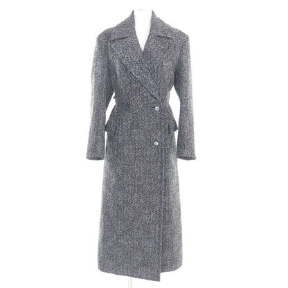 Celine 2 8 W82 253 C Phoebe Period Double Breasted Tweed Long Coat Greyish 34
