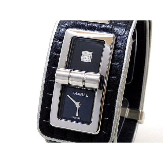 Chanel Coco Code Wanted Watch Diamond Stainless Steel Leather Bangle