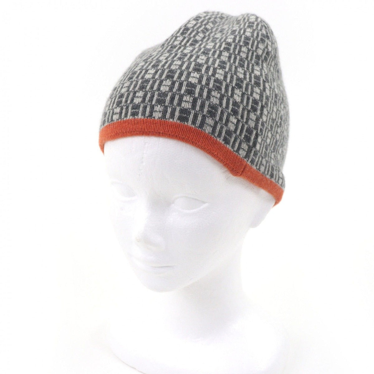 Hermes Vintage Cashmere Martin Margiela Era Logo All Over Pattern Beanie Knit — view 2