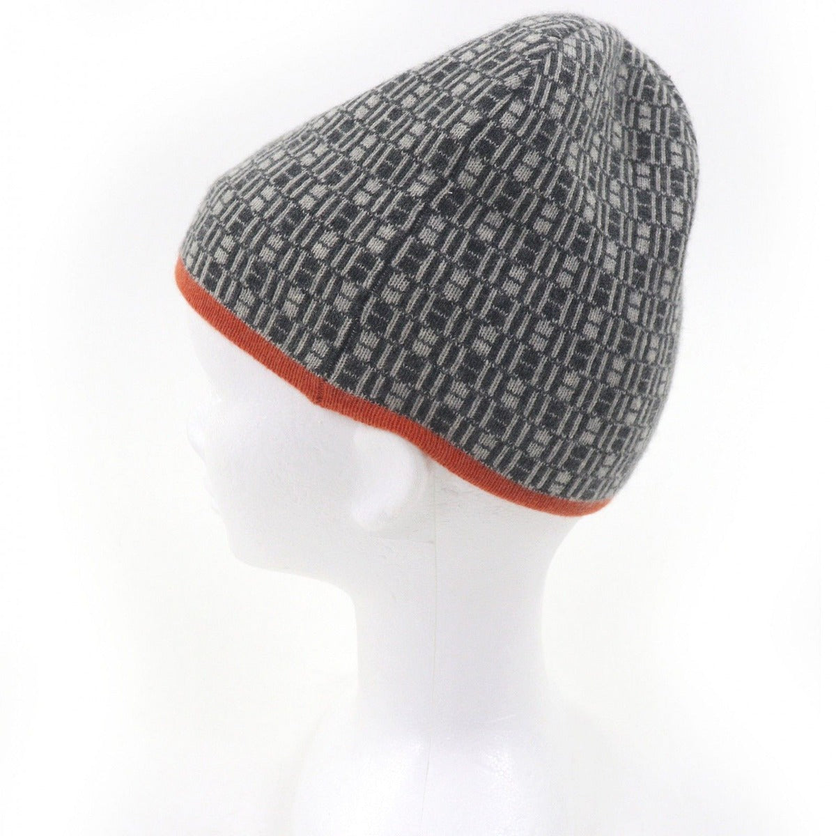 Hermes Vintage Cashmere Martin Margiela Era Logo All Over Pattern Beanie Knit — view 3