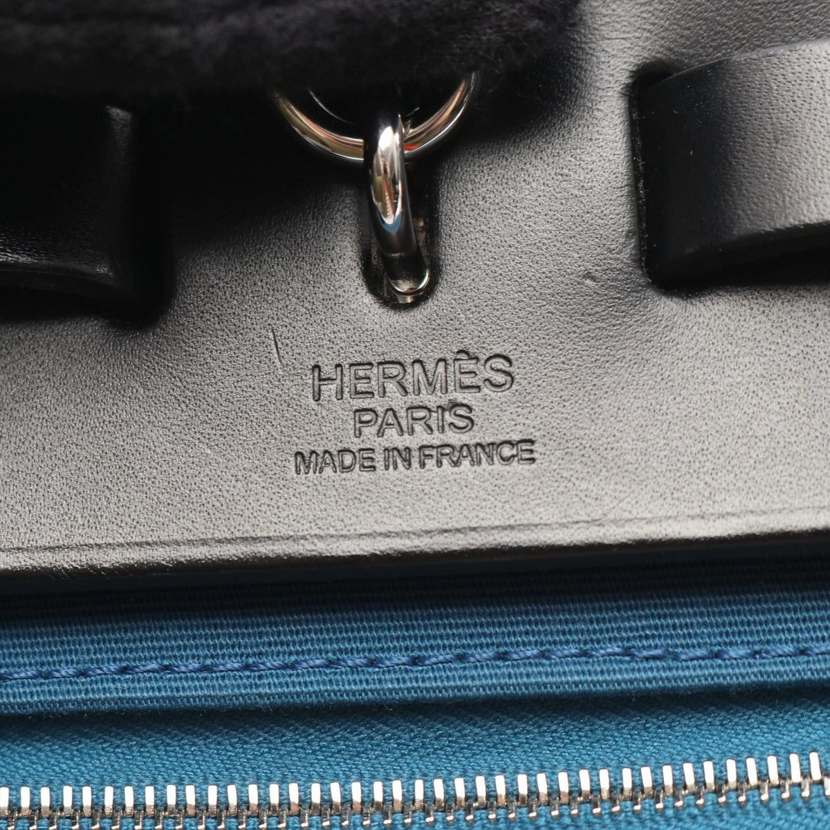 Hermes Handbag Herbag Her Bag Zip PM Blue de Garis Black Canvas Leather — view 4