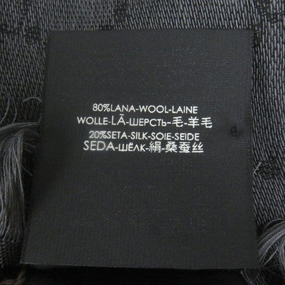 Gucci 544615 Wool Silk GG Logo Diamante Checked Fringe Stole Scarf Shawl Gray