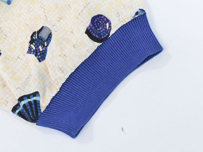 Authentic Hermes Shell Pattern Polo Shirt Short Sleeve Tops 40 Cotton Beige