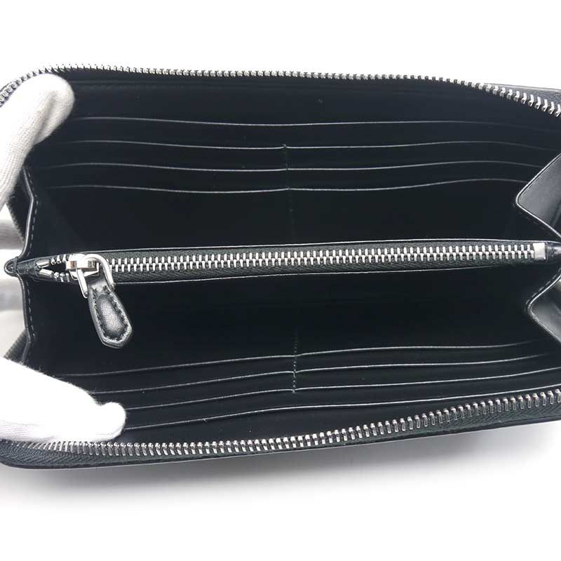 Prada Zip Around Long Wallet Black Leather