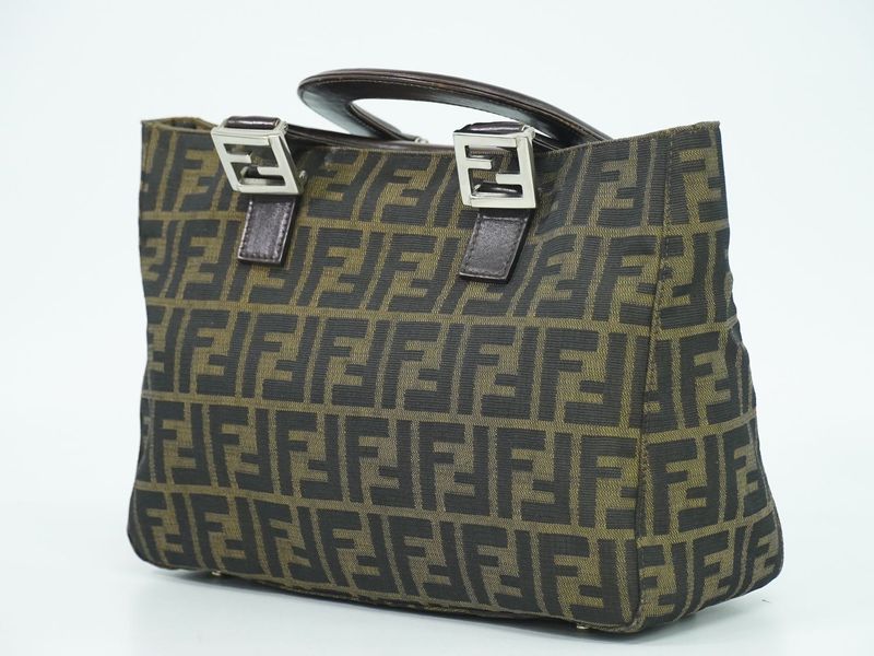 Authentic Fendi Zucca Tote Handbag Canvas Brown 26329 Zucca Bag Pre-owned