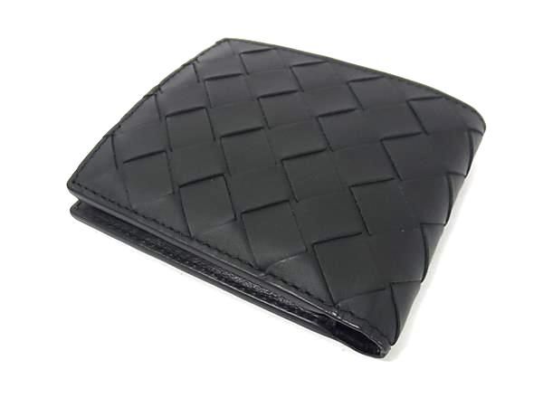 Bottega Veneta Intrecciato Leather Bifold Wallet Coin Purse Black