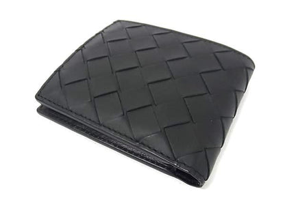 Bottega Veneta Intrecciato Leather Bifold Wallet Coin Purse Black