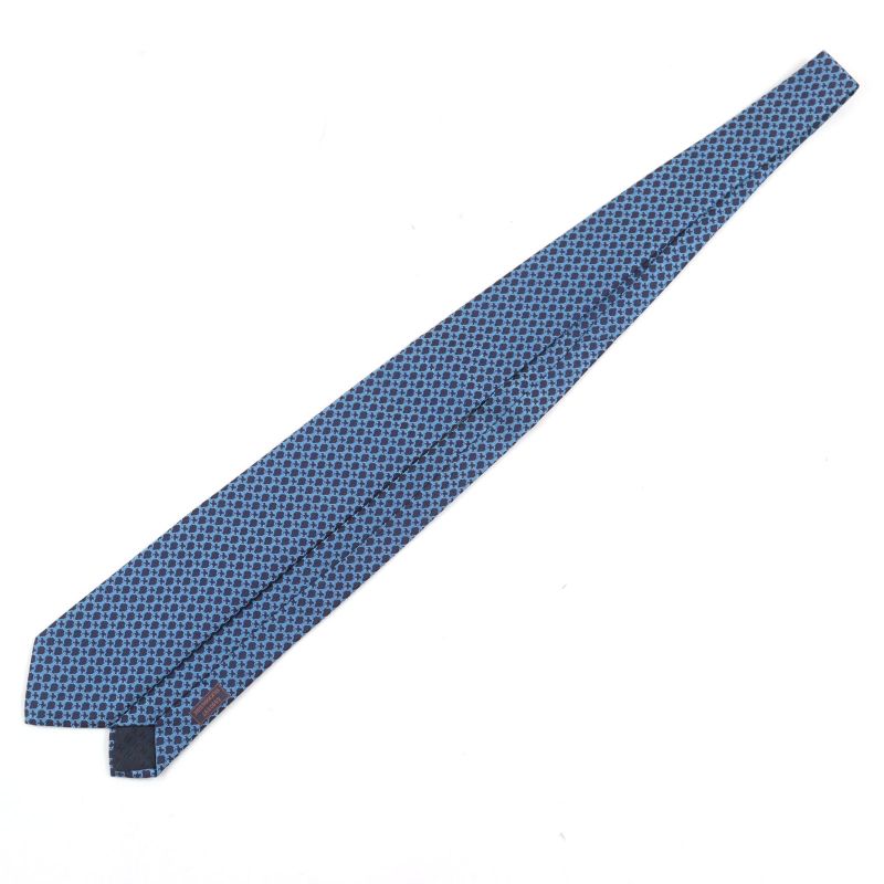 Hermes 659059t Cravate 100% Silk All-over Design H Logo Lining Tie Blue Navy