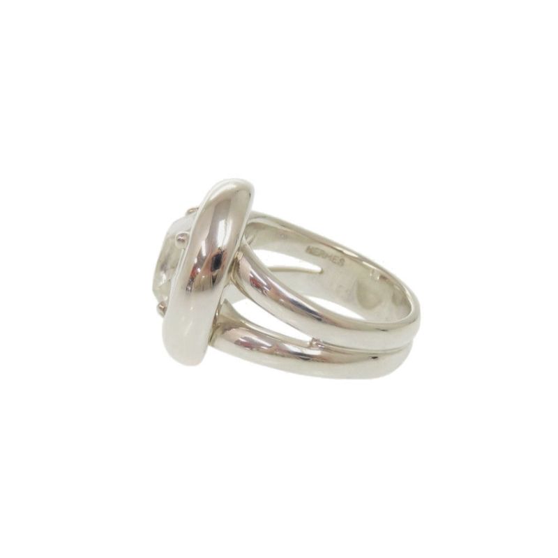Hermes Vintage Gaucho Silver 925 White Topaz #17 Silver Ring 0267 Hermes
