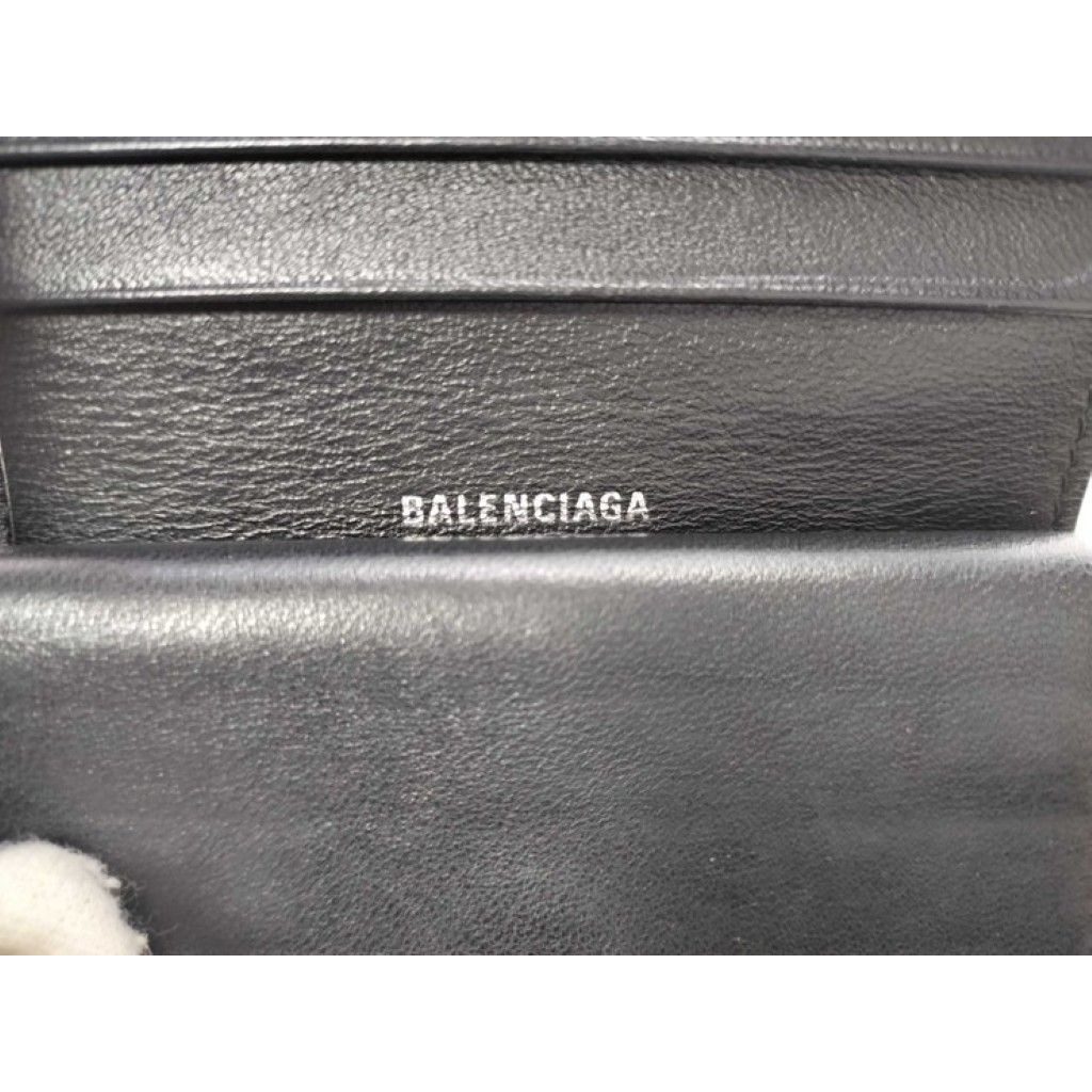Balenciaga Bifold Wallet Monaco Black Leather Bblogo Silver — view 9